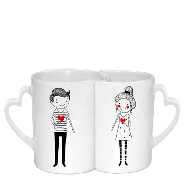 Picture of Ceramic Mug Couple Heart Handle 11oz