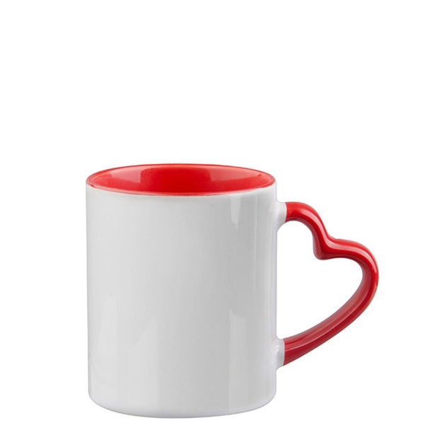 Ceramic Mug Red Inner & Heart Handle 11oz