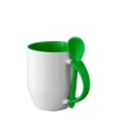 Ceramic Mug With Spoon Colored Rim+Handle 12oz