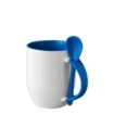 Ceramic Mug With Spoon Colored Rim+Handle 12oz
