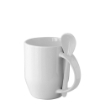 Ceramic Mug With Spoon Colored Rim+Handle 12oz