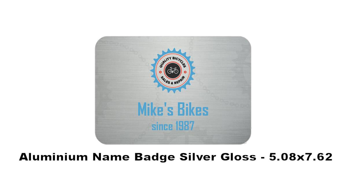 Aluminium Name Badge Silver Gloss - 5.08x7.62